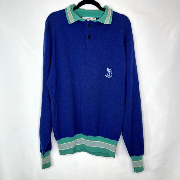 Pringle Sports Wool Sweater Vintage Long Sleeve Pullover Warm Collared Neck Sz M - Picture 1 of 12